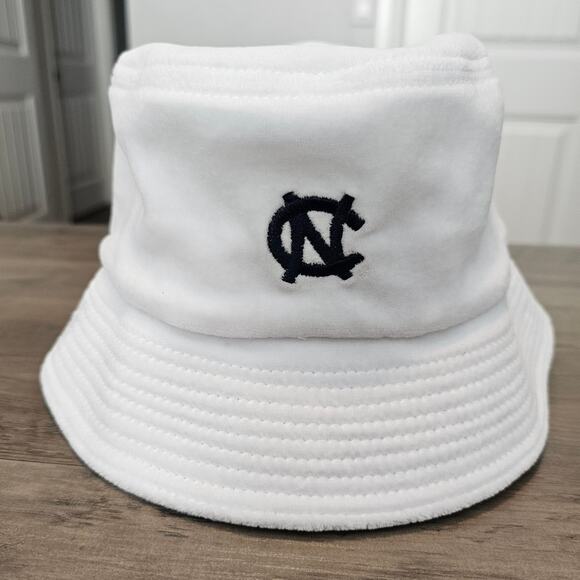 Vintage North Carolina Tar Heels Bucket Hat Cap White UNC NCAA 90s Soft Fleece - Picture 5 of 10